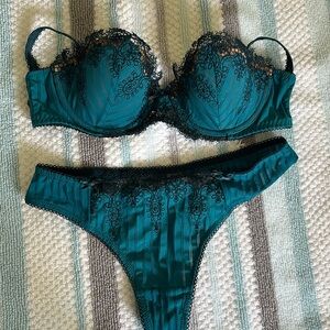 Dark teal color bra and bottom